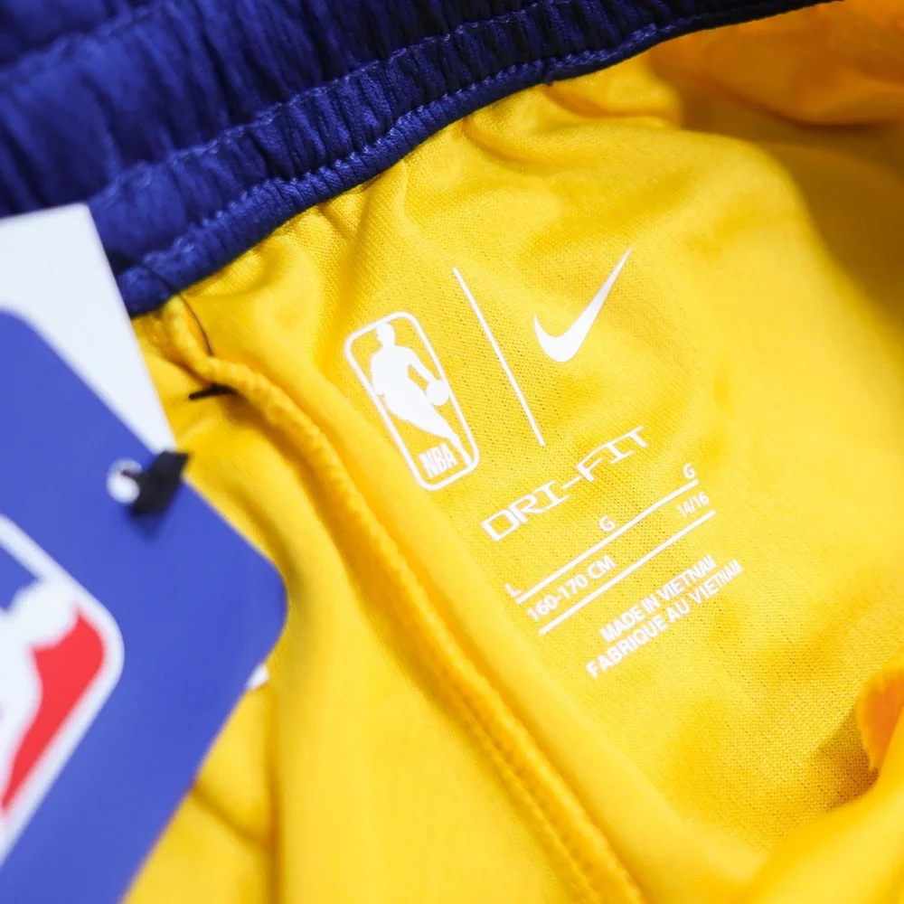 Nike NBA Golden State Warriors Dri Fit Kids L 14/16 Basketball Shorts Yellow NWT